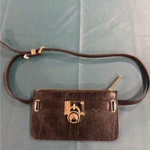 Black Leather Michael Kors Belt Bag